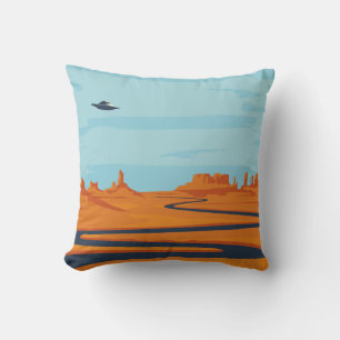 landscape with deserted valley, mountains, dark w cushion