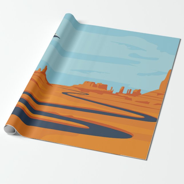  landscape with deserted valley, mountains, dark w wrapping paper (Unrolled)