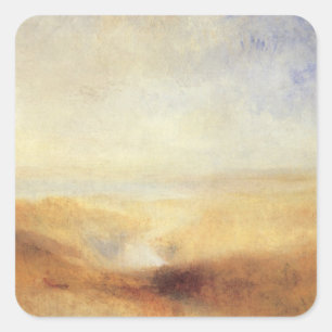 Landscape with Distant River Bay by Joseph Turner Square Sticker