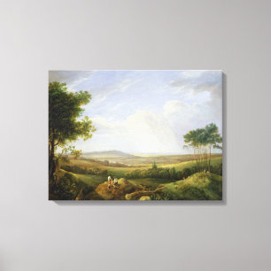 Landscape with Figures (oil on panel) Canvas Print