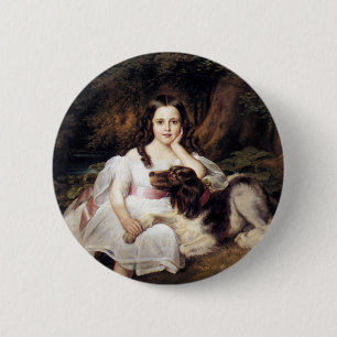 Landscape with Girl and Dog 6 Cm Round Badge