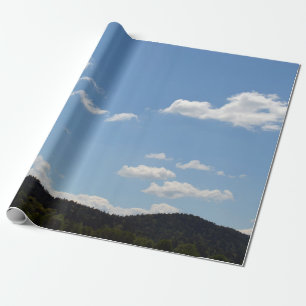 Landscape with green hills, trees & clouds wrapping paper