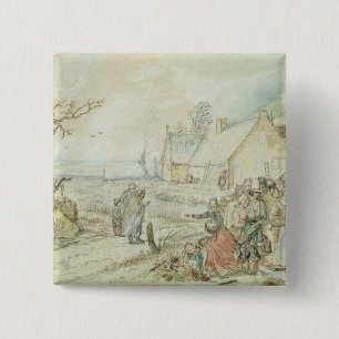 Landscape with Gypsy Fortune-Tellers 15 Cm Square Badge