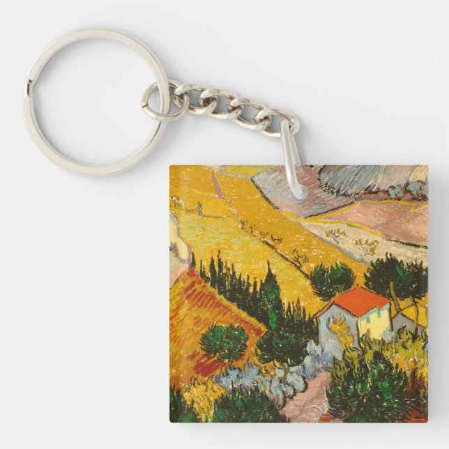 Landscape with House and PloughmaVincent van Gogh  Key Ring (Front)