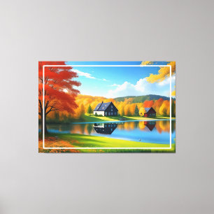 Landscape with Lake, Cottage And Trees-324563 Canvas Print