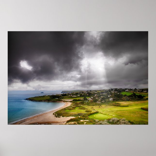 Landscape with light beam onto golf course poster (Front)