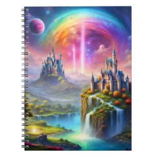 landscape with magical castles and bright colors notebook
