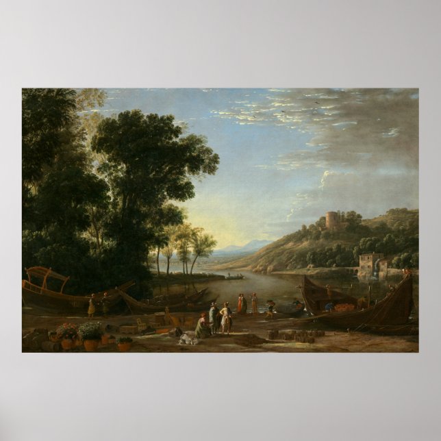 Landscape with Merchants - Claude Lorrain Fine Art Poster (Front)