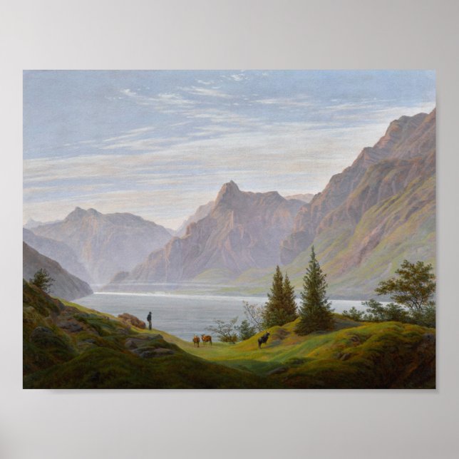 Landscape with Mountain Lake. Morning (Friedrich) Poster (Front)