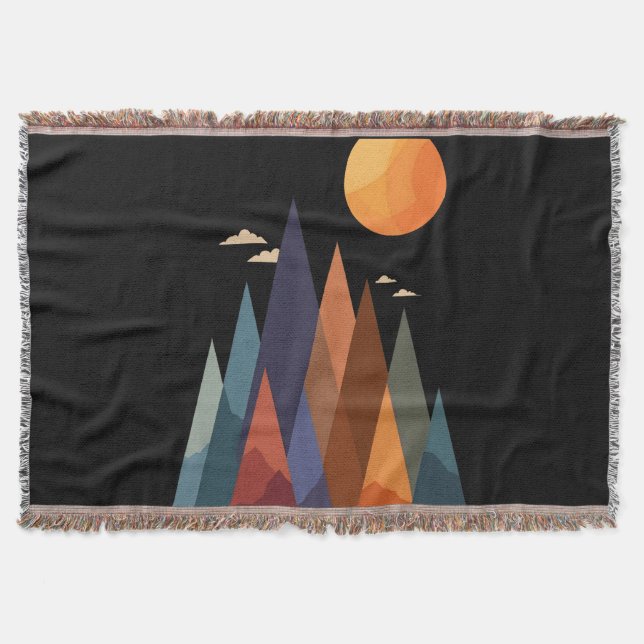 Landscape With Mountains and Sun Throw Blanket (Front)