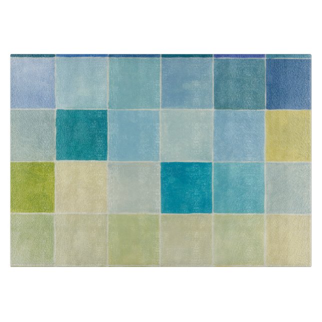 Landscape with Multicolored Pixilated Squares Cutting Board (Front)