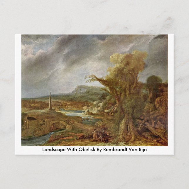 Landscape With Obelisk By Rembrandt Van Rijn Postcard (Front)