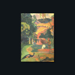 Landscape with Peacocks by Paul Gauguin Canvas Print<br><div class="desc">Matamoe, Landscape with Peacocks (1892) by Paul Gauguin is a vintage fine art post impressionism nature painting in Tahiti. A typical Tahitian landscape scene with trees in the jungle. A native man is playing a musical instrument, peacocks and other animals, birds and wildlife are on the edge of the forest...</div>