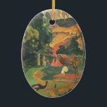 Landscape with Peacocks by Paul Gauguin Ceramic Tree Decoration<br><div class="desc">Matamoe, Landscape with Peacocks (1892) by Paul Gauguin is a vintage fine art post impressionism nature painting in Tahiti. A typical Tahitian landscape scene with trees in the jungle. A native man is playing a musical instrument, peacocks and other animals, birds and wildlife are on the edge of the forest...</div>