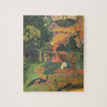 Landscape with Peacocks by Paul Gauguin Jigsaw Puzzle<br><div class="desc">Matamoe, Landscape with Peacocks (1892) by Paul Gauguin is a vintage fine art post impressionism nature painting in Tahiti. A typical Tahitian landscape scene with trees in the jungle. A native man is playing a musical instrument, peacocks and other animals, birds and wildlife are on the edge of the forest...</div>
