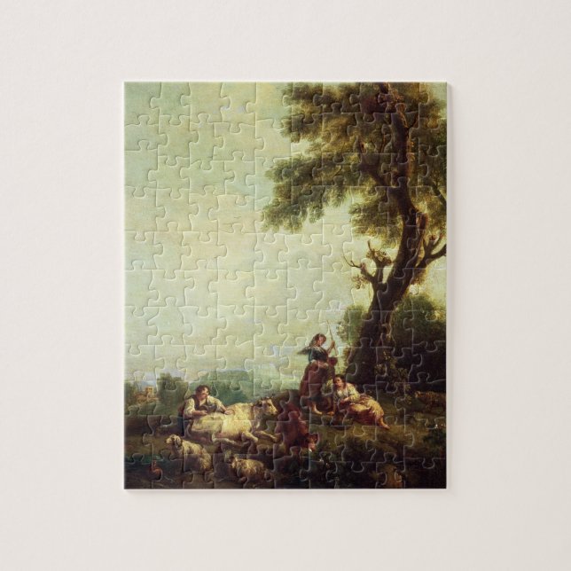 Landscape with Peasants Watching a Herd of Cattle Jigsaw Puzzle (Vertical)