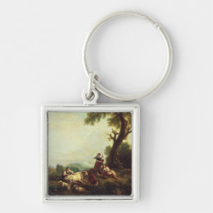 Landscape with Peasants Watching a Herd of Cattle Key Ring