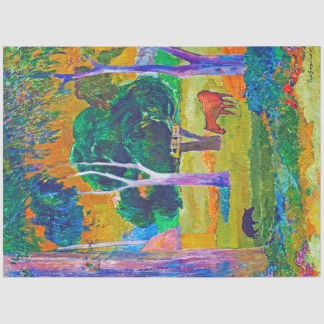 Landscape with Pig and Horse, Gauguin Tissue Paper (Front)