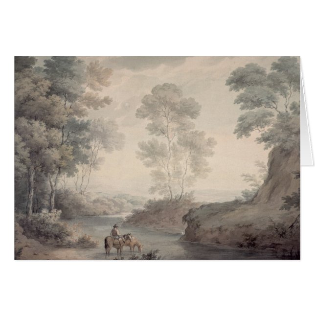 Landscape with River and Horses Watering (Front Horizontal)