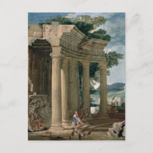 Landscape with ruins and a shepherd postcard