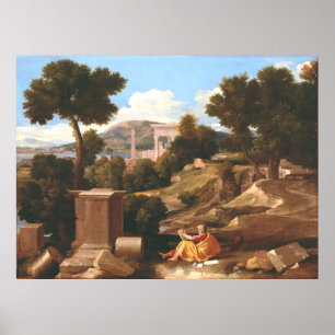 Landscape with Saint John on Patmos Nicolas Pouss Poster