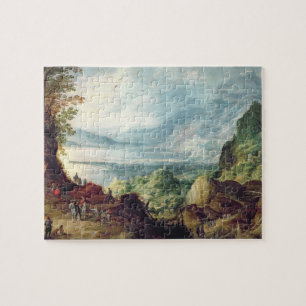 Landscape with Sea and Mountains (oil on canvas) Jigsaw Puzzle