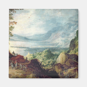 Landscape with Sea and Mountains (oil on canvas) Magnet