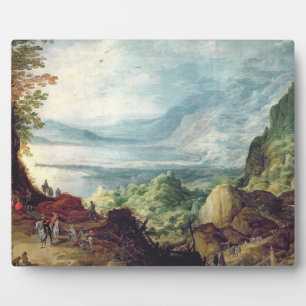 Landscape with Sea and Mountains (oil on canvas) Plaque