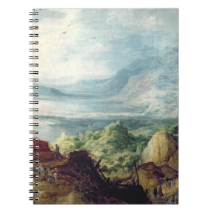 Landscape with Sea and Mountains (oil on canvas) Spiral Notebook