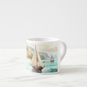 Landscape with sea and sailing ships espresso cup