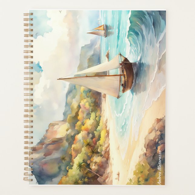 Landscape with sea and sailing ships planner (Front)