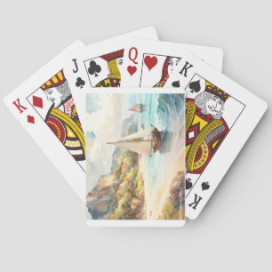 Landscape with sea and sailing ships playing cards