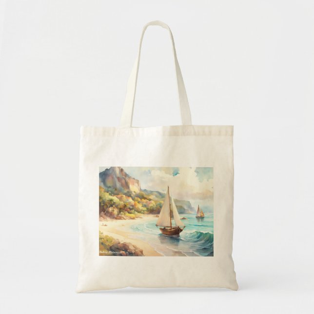 Landscape with sea and sailing ships tote bag (Front)