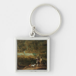 Landscape with sportsmen key ring
