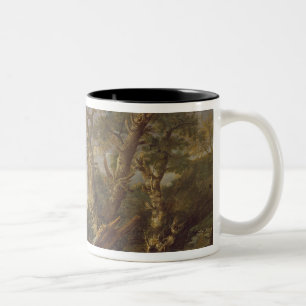 Landscape with the Baptism in the Jordan (oil on c Two-Tone Coffee Mug