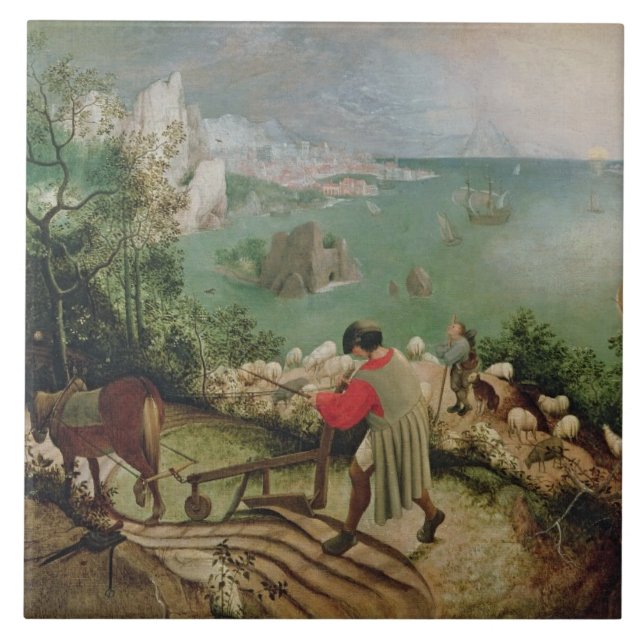 Landscape with the Fall of Icarus, c.1555 Tile (Front)