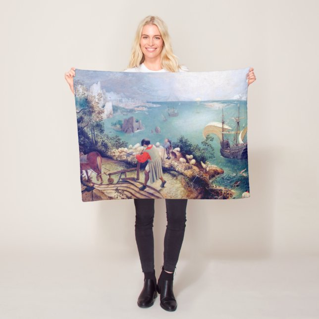 Landscape with the Fall of Icarus, Pieter Bruegel Fleece Blanket (In Situ)