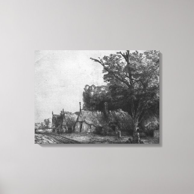 Landscape with Three Cottages, 1650 Canvas Print (Front)