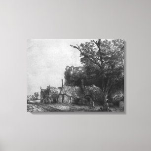 Landscape with Three Cottages, 1650 Canvas Print