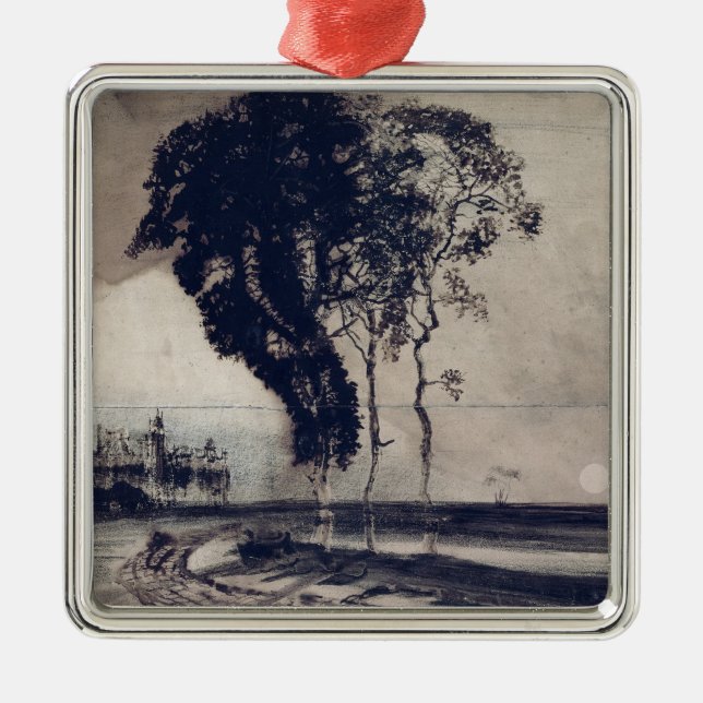 Landscape with Three Trees, 1850 Metal Tree Decoration (Front)