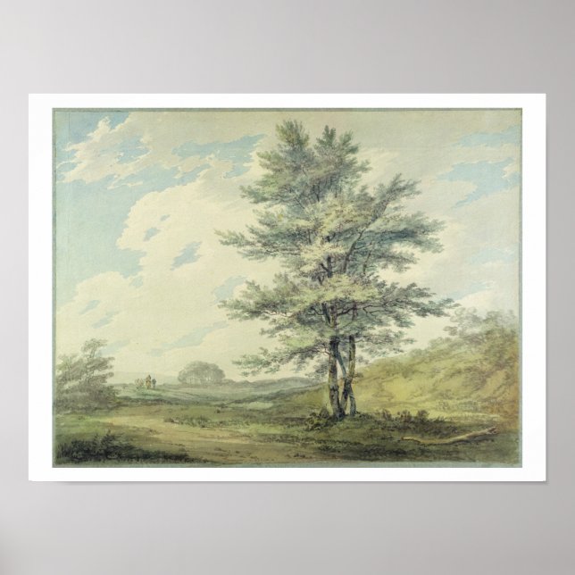 Landscape with Trees and Figures, c.1796 (w/c over Poster (Front)