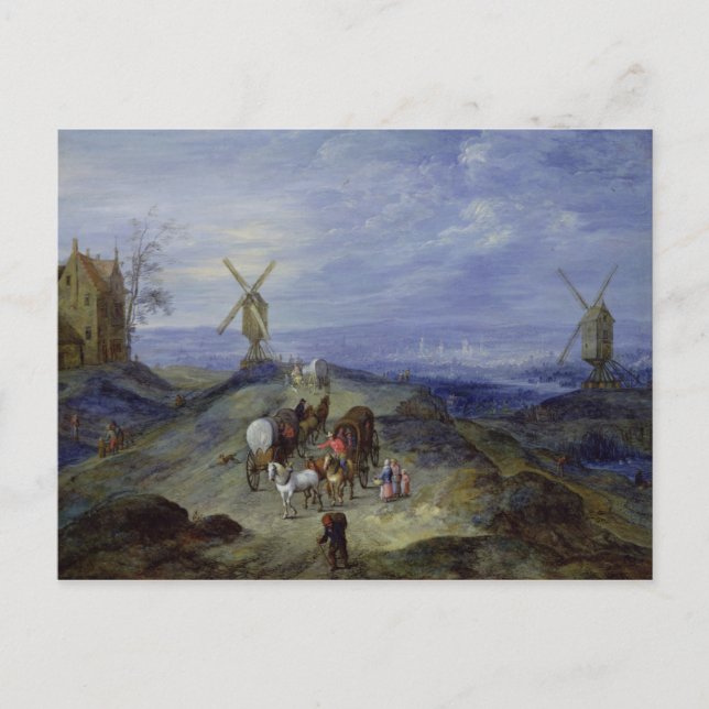 Landscape with Two Windmills, 1612 Postcard (Front)