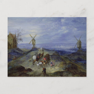 Landscape with Two Windmills, 1612 Postcard