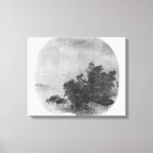 Landscape with water buffalo, Song Dynasty Canvas Print (Front)