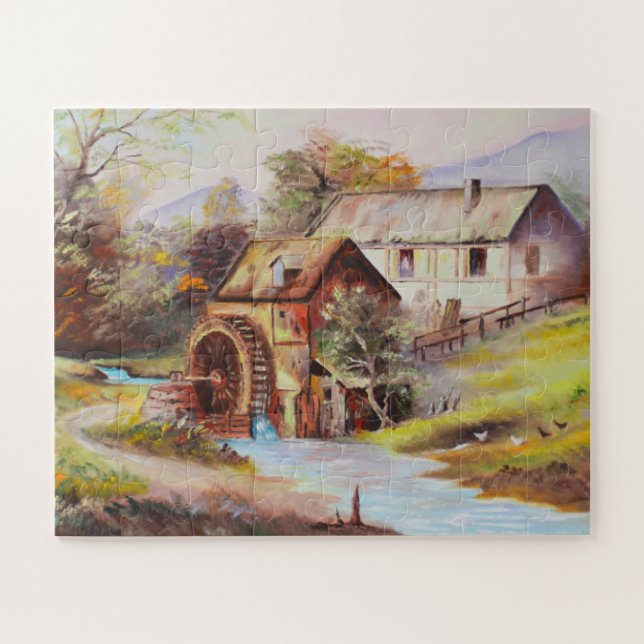 Landscape with water wheel jigsaw puzzle (Horizontal)
