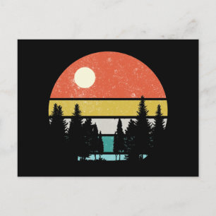 Landscape Woods Nature Retro Sunset Forest Postcard