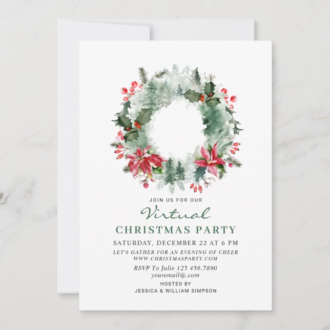 Landscape Wreath Forest VIRTUAL Christmas Party Invitation (Front)