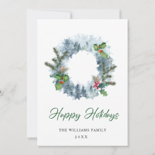 Landscape Wreath Holiday Christmas Berry Greeting