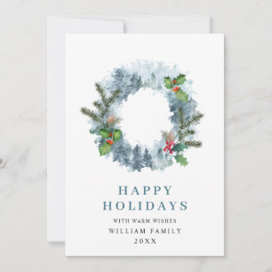 Landscape Wreath Holiday Christmas Party Greeting Card
