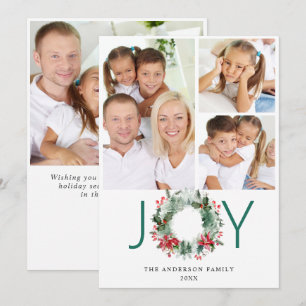 Landscape Wreath Holly Berry Pine PHOTO Greeting Holiday Card